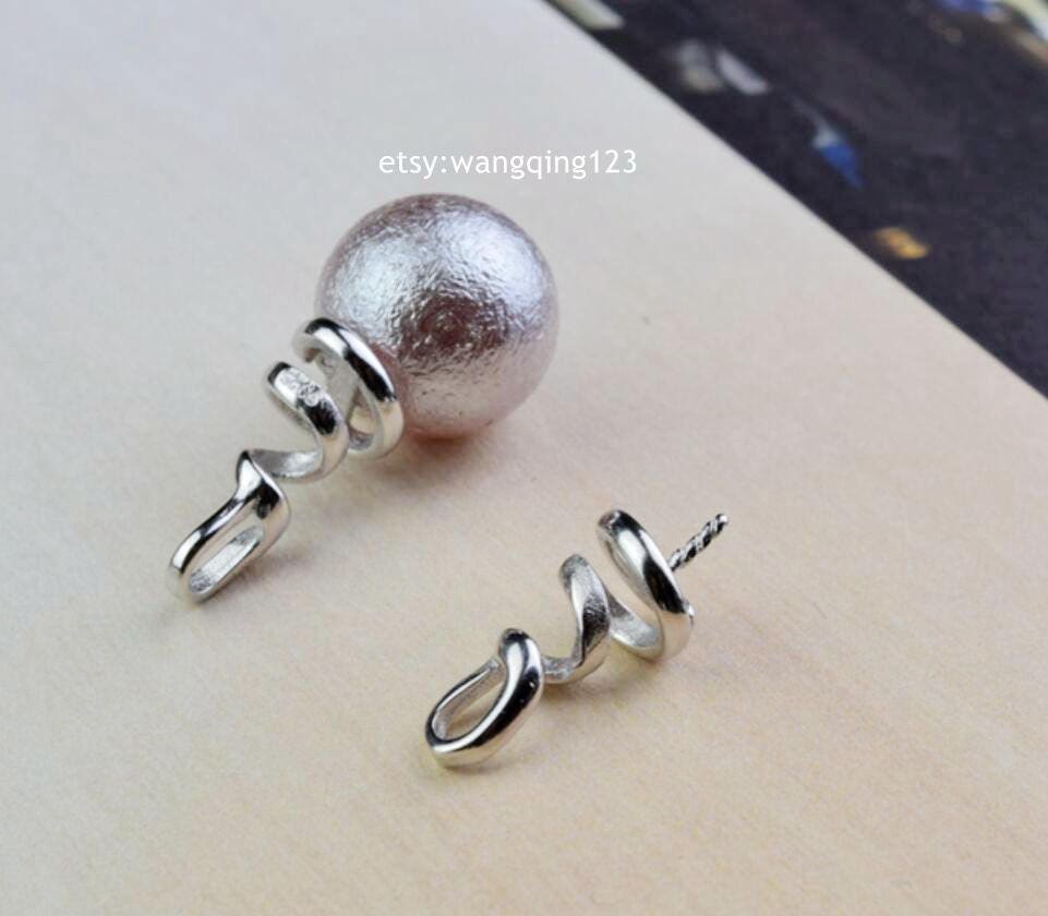 2 of 925 Sterling Silver Swirl Pin Bail Bails With Pins Etsy