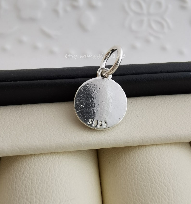 solid 925 sterling silver flower disc coin charm pendant 10mm