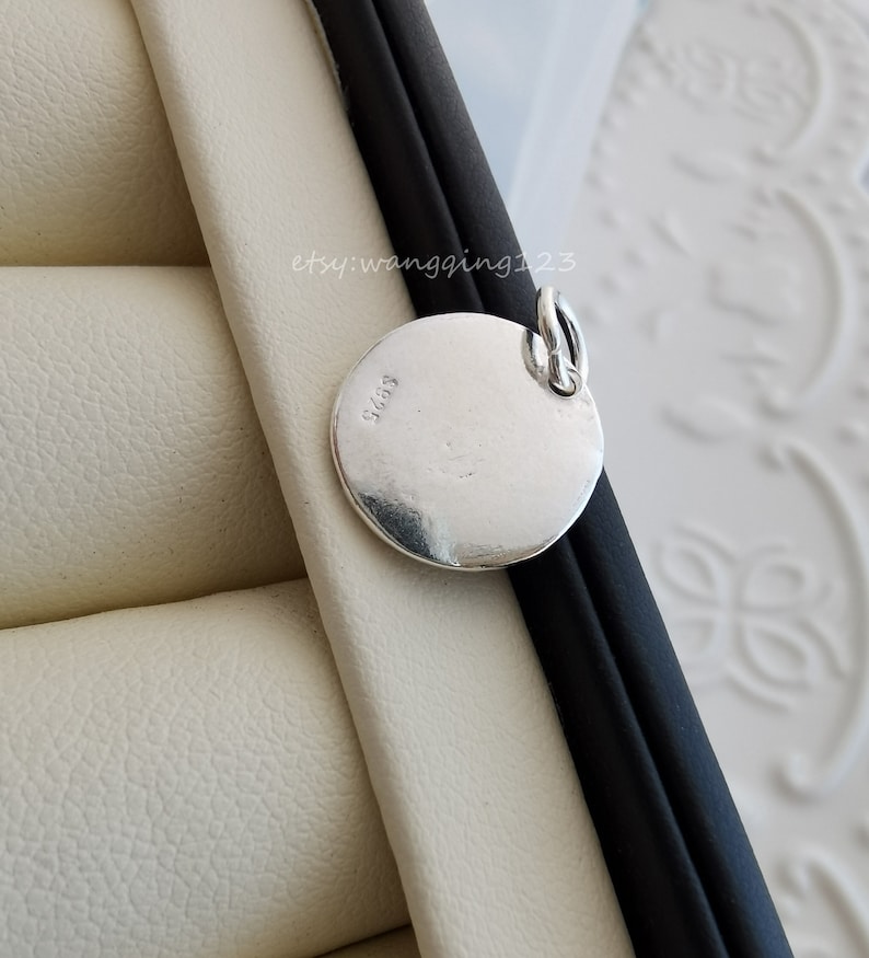 solid sterling silver flower disc coin charm pendant 13x13mm