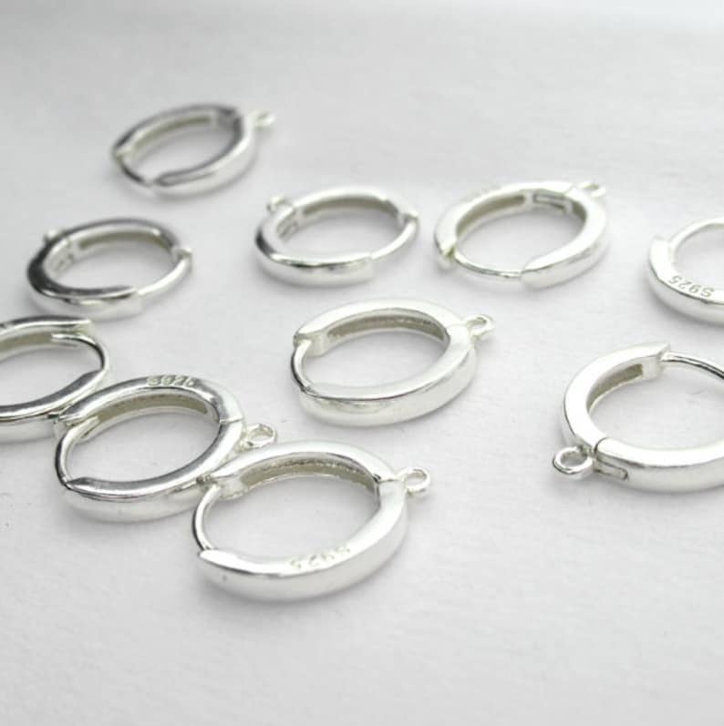 solid 925 sterling silver 13.5mm hoop circle earring hoops huggies