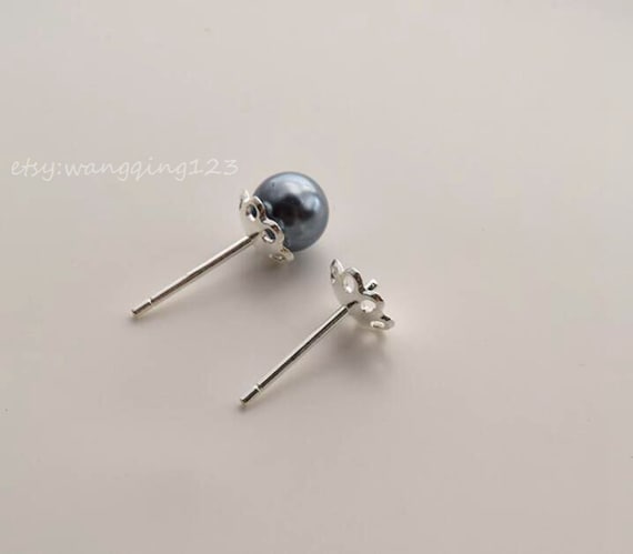 1 Pair STERLING SILVER EARRING EAR STUDS 5mm CUP PEG /& POST FOR PEARL OR BEAD