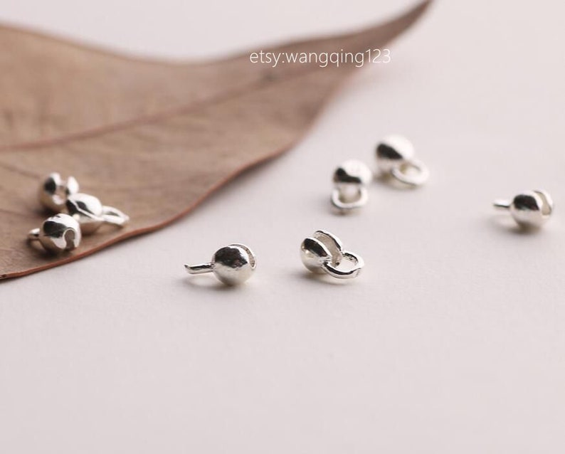 20 pcs sterling silver 3mm 4mm 5mm crimp beads covers tips bead tip with loop clamshell