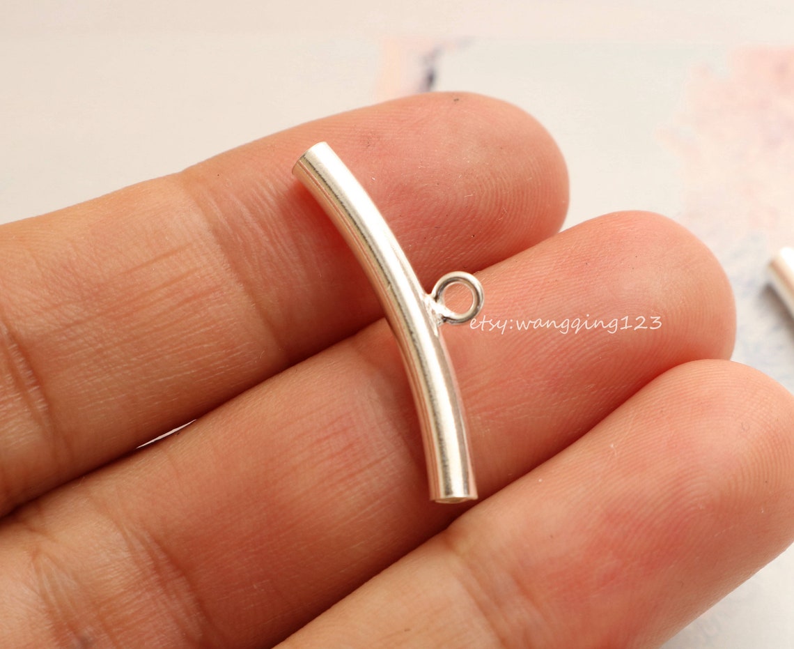 2pcs sterling silver smooth bails curved hollow tube bail bead Etsy