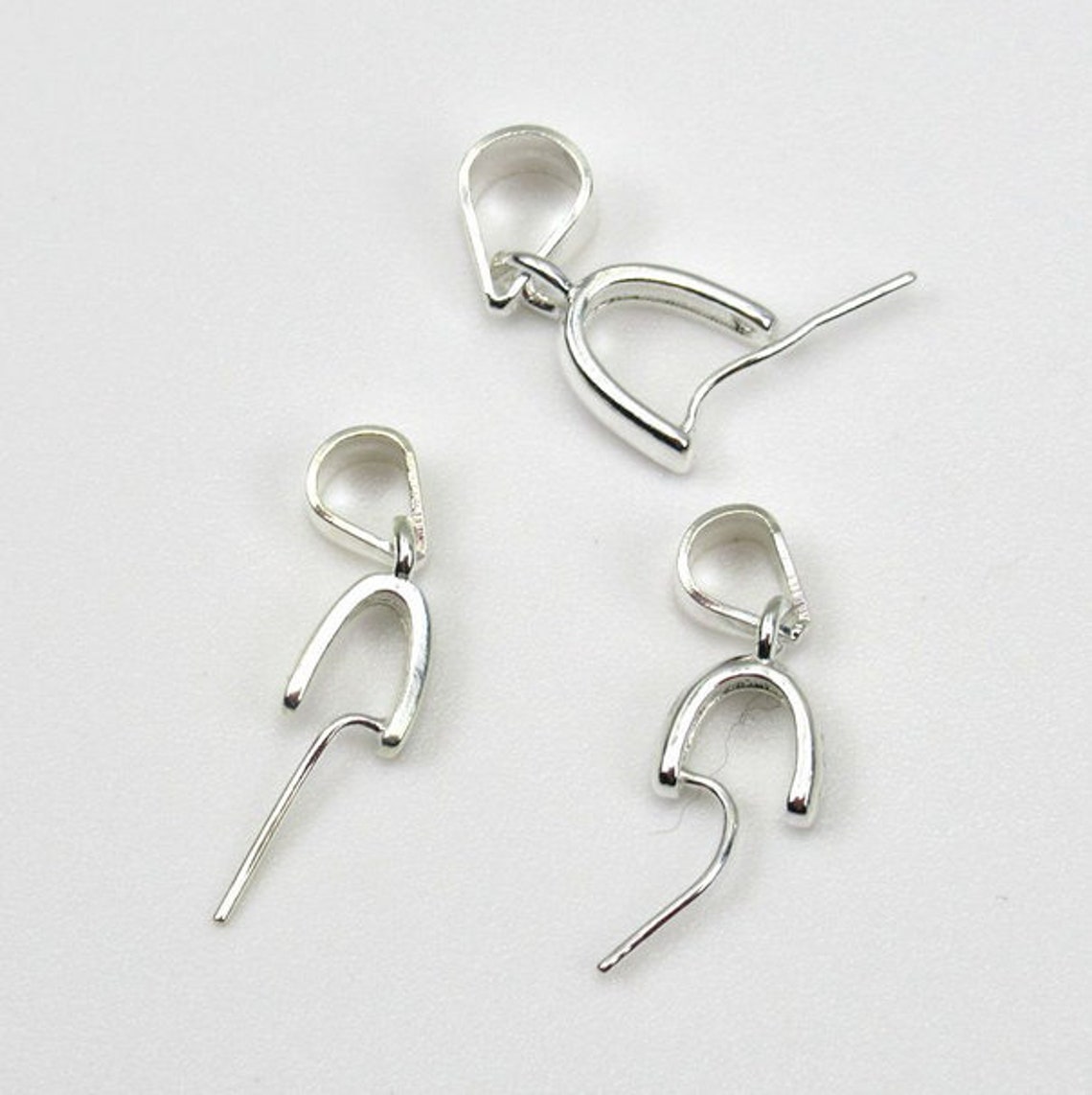Solid sterling silver pinch bail stick bails width Etsy