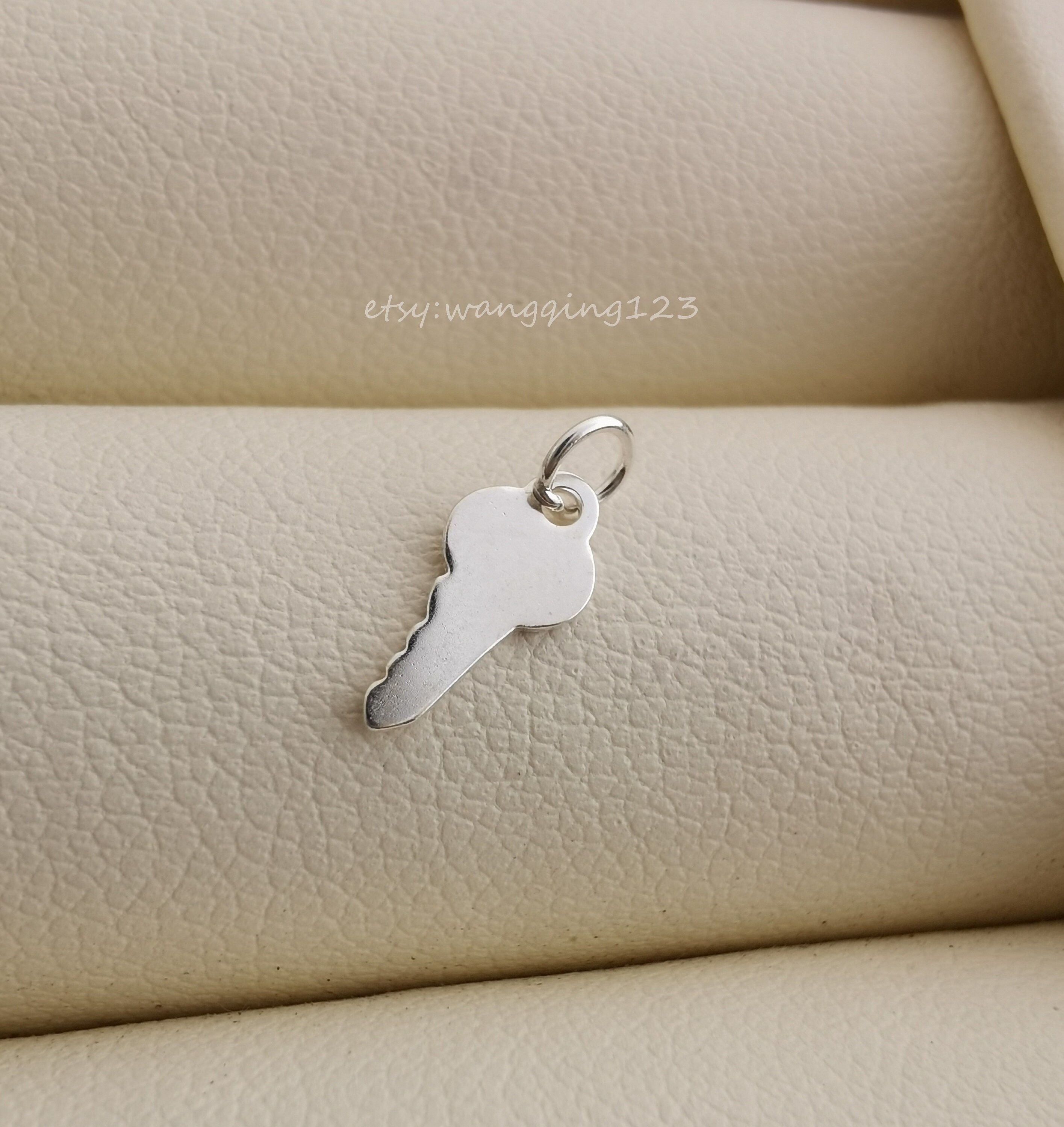 Solid sterling silver TINY key charm 10x4mm Etsy