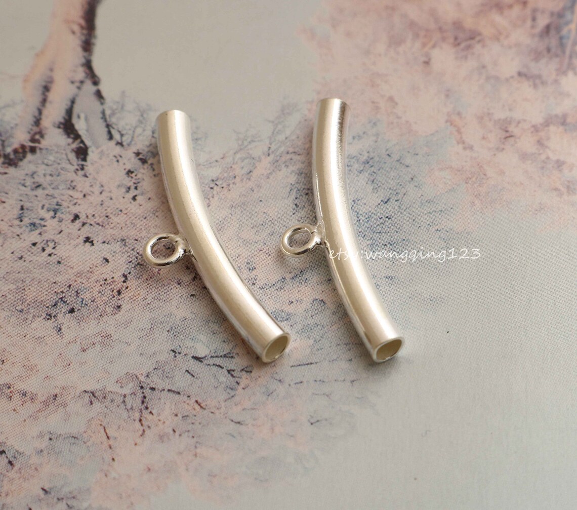 2pcs sterling silver smooth bails curved hollow tube bail bead Etsy