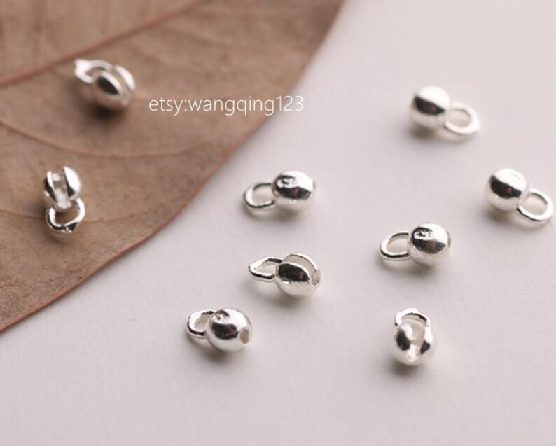 20 pcs sterling silver 3mm 4mm 5mm crimp beads covers tips bead tip with loop clamshell