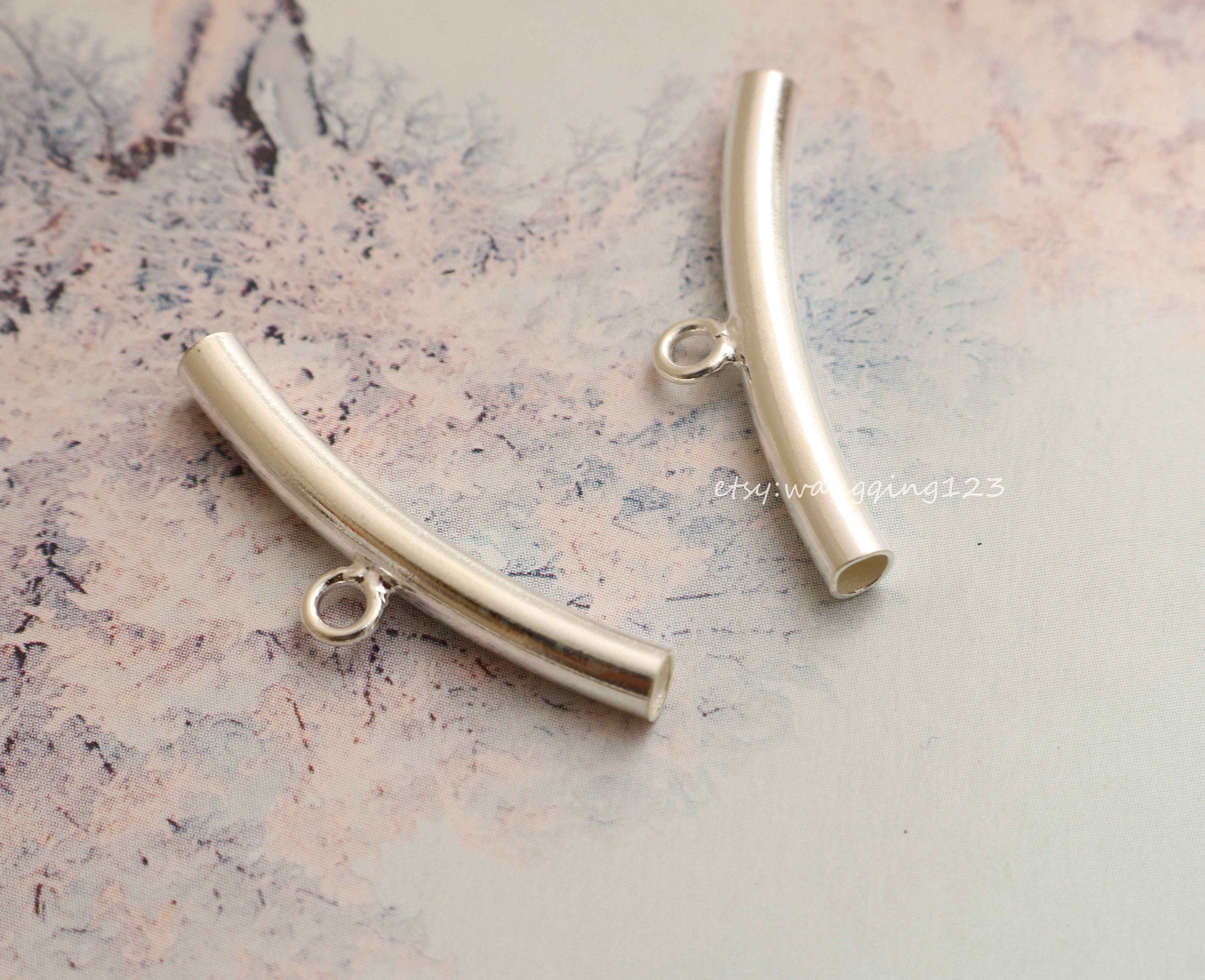 2pcs sterling silver smooth bails curved hollow tube bail bead Etsy