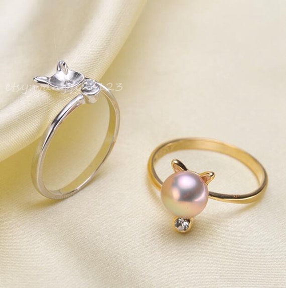 1pcs solid 925 sterling silver gold or silver adjustable butterfly ring setting with cup and peg for half drilled beads