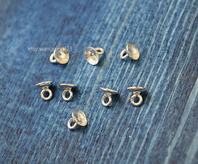 20 of 925 Sterling Silver 3mm/4mm Glue on Beads Cap Bail Bails Etsy