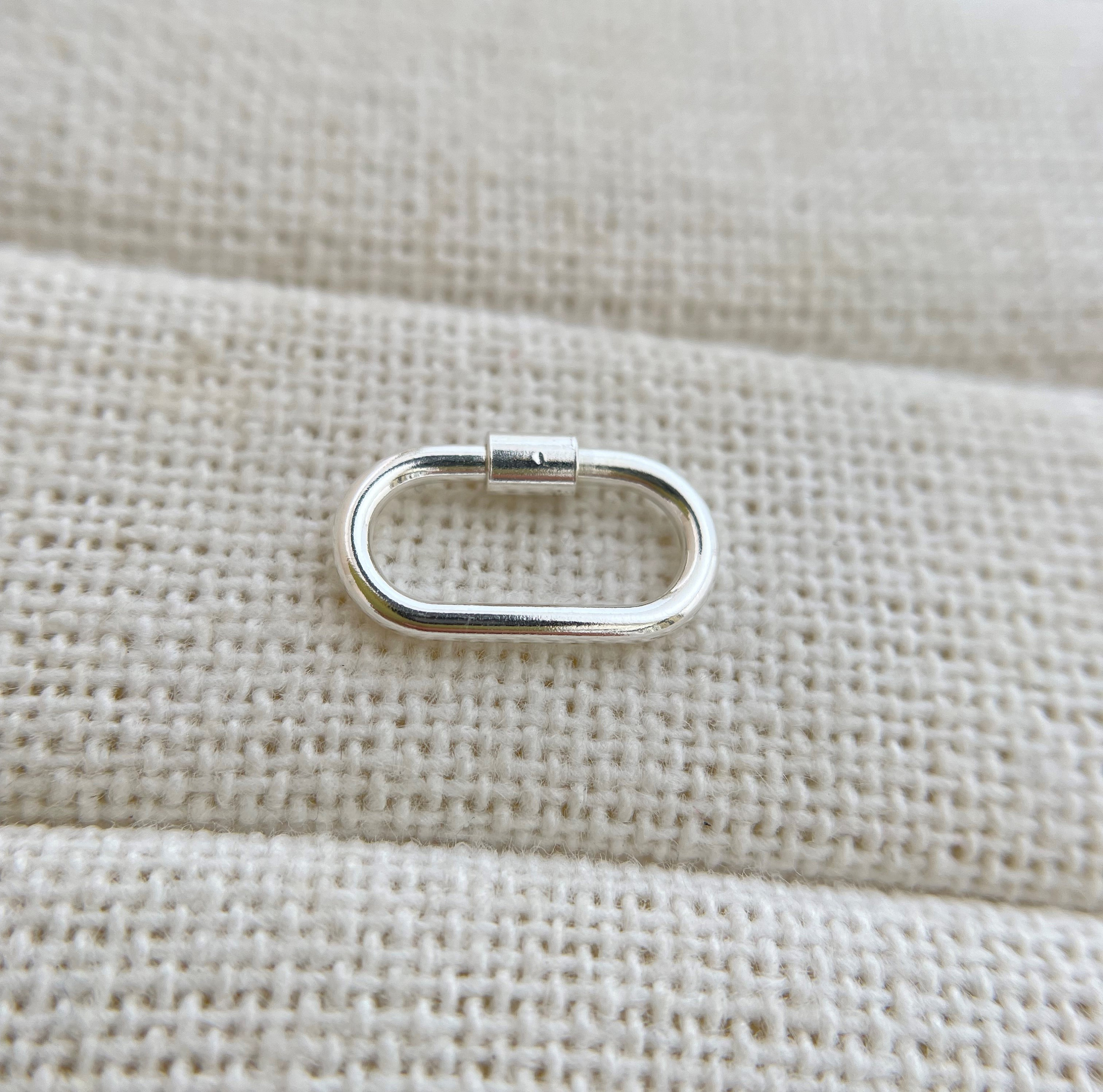 1 Piece Sterling Silver Oval Carabiner Lock Screw Clasp 14x8mm Etsy