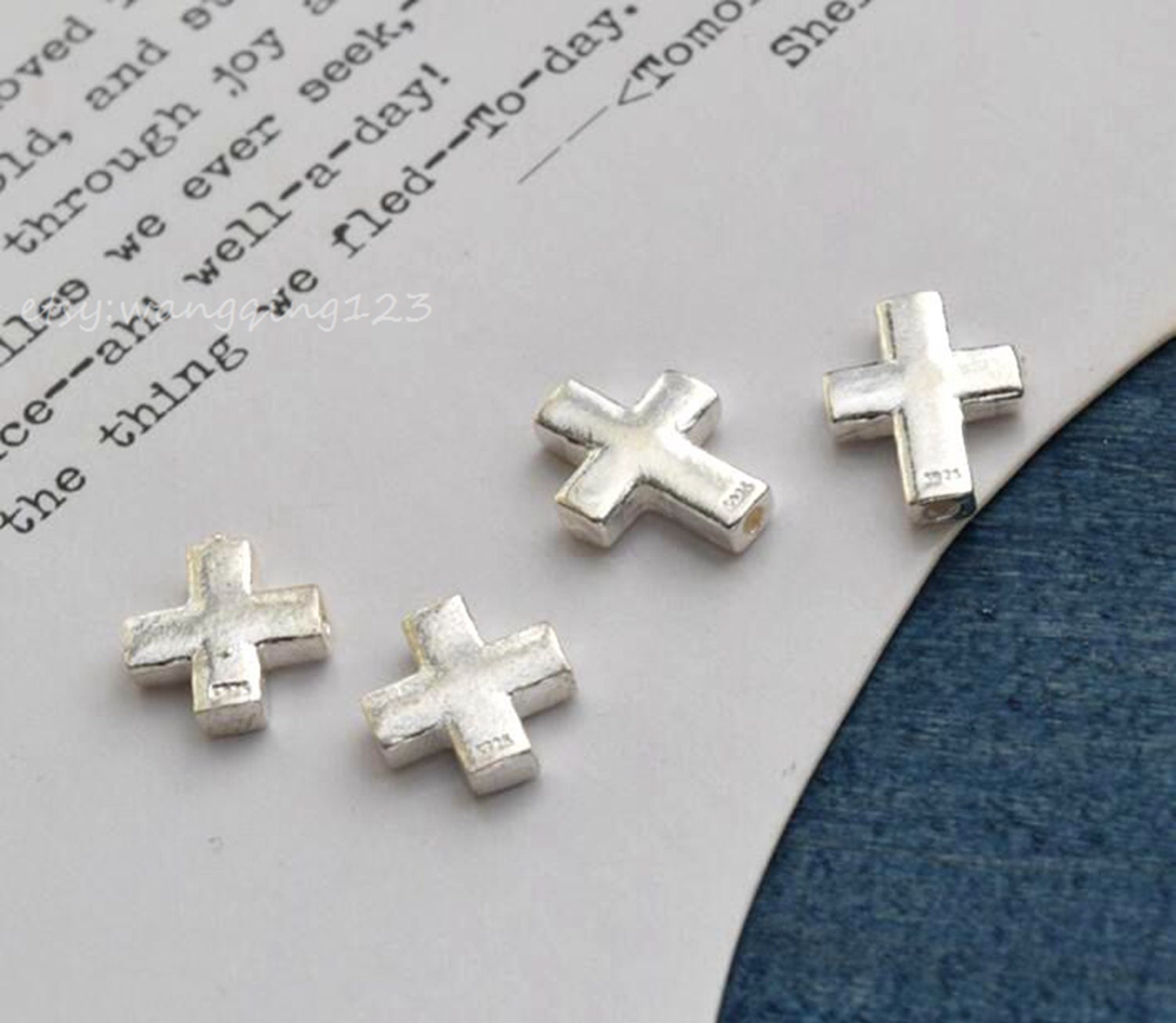 2 pcs sterling silver cross spacer beads spacers bead Etsy
