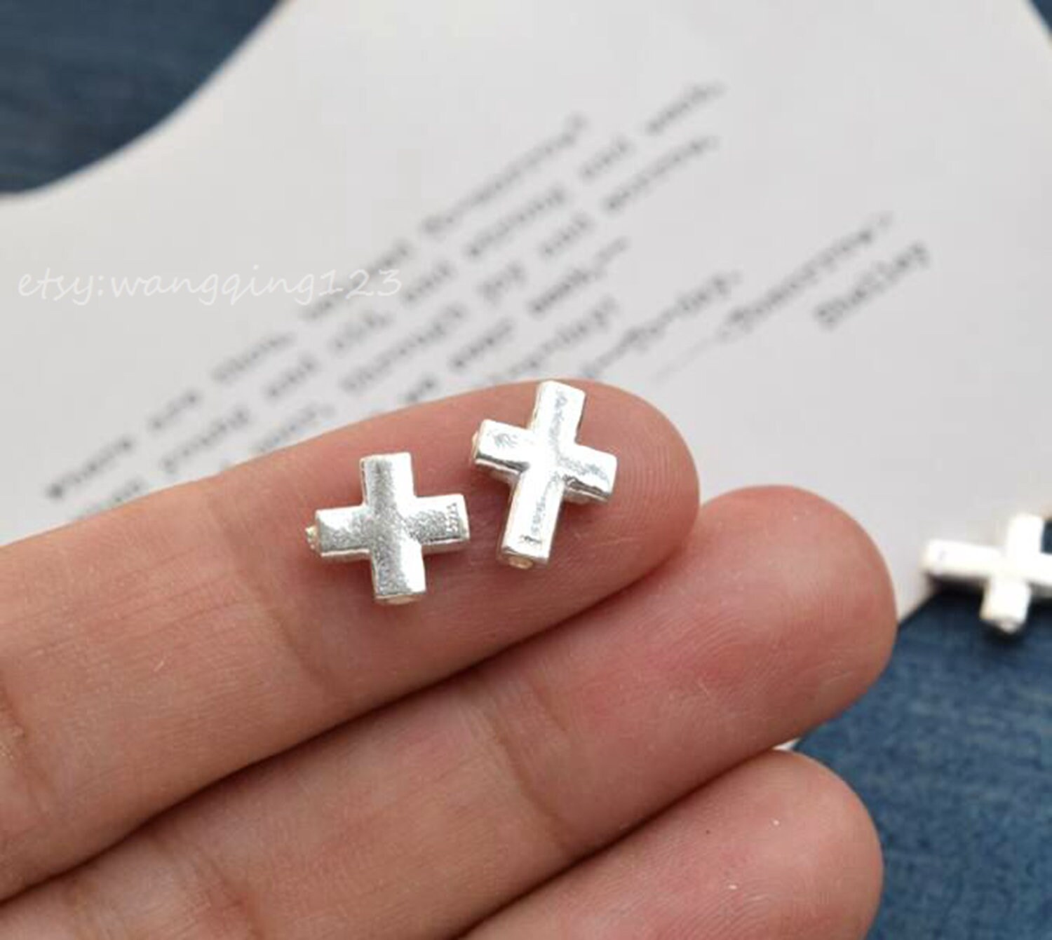 2 pcs sterling silver cross spacer beads spacers bead Etsy