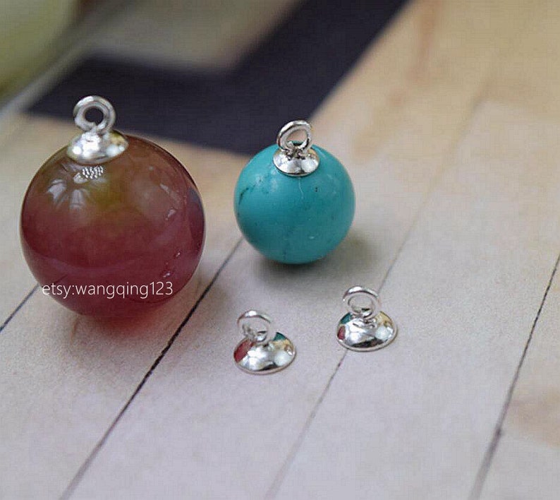 20 of 925 Sterling Silver 3mm/4mm Glue on Beads Cap Bail Bails Etsy