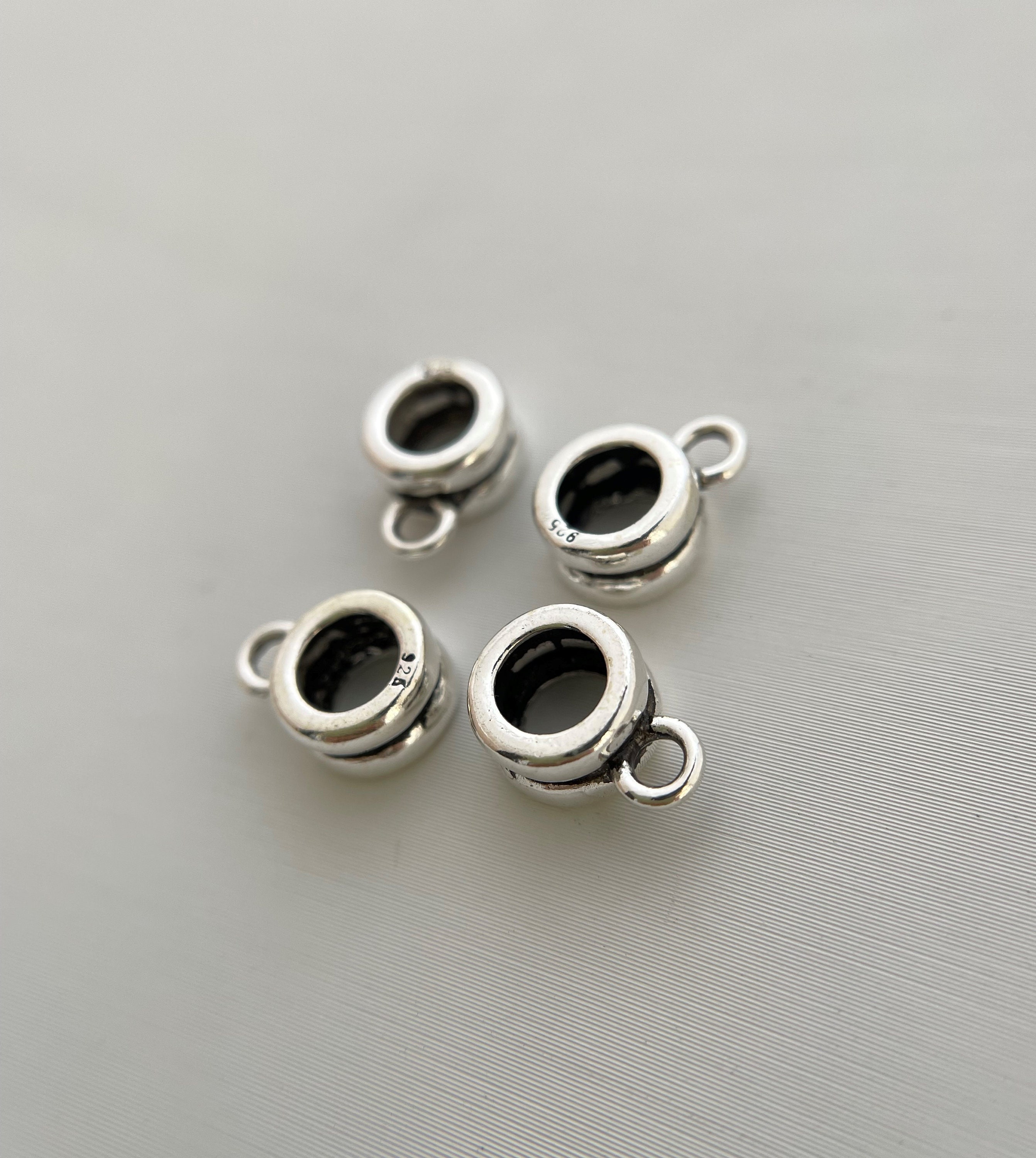 4pcs solid sterling silver 7mm plain rondelle bead bail beads Etsy