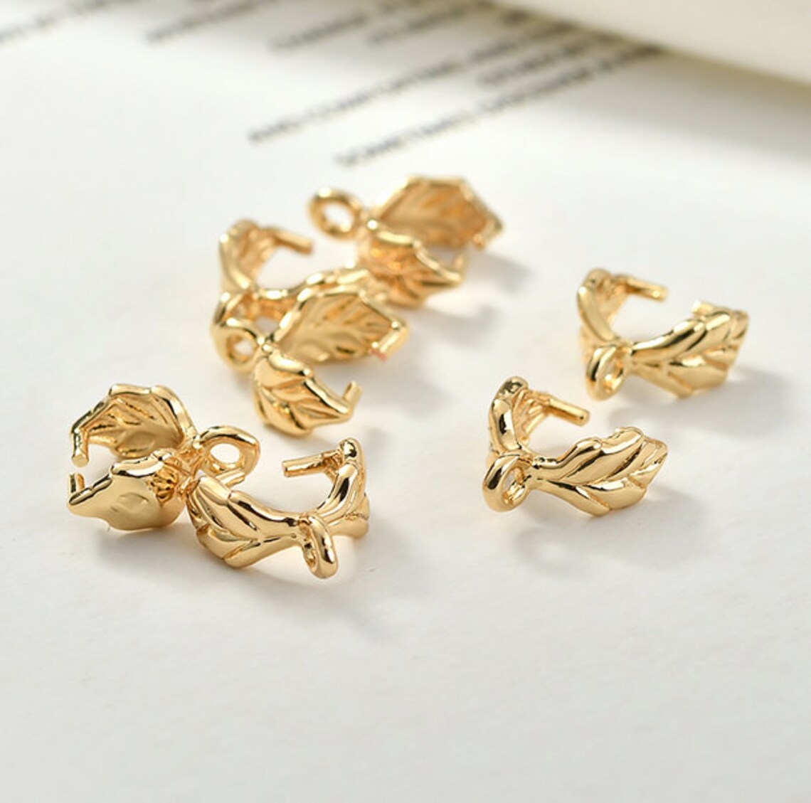 18k Gold Plated Leaf Pinch Bail Bails 97mm Etsy