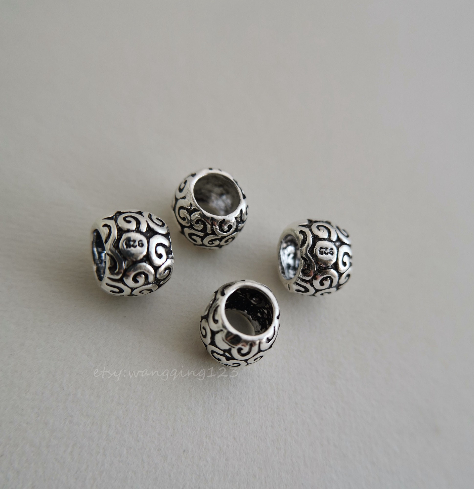 4pcs solid sterling silver swirl spacer bead spacers beads Etsy