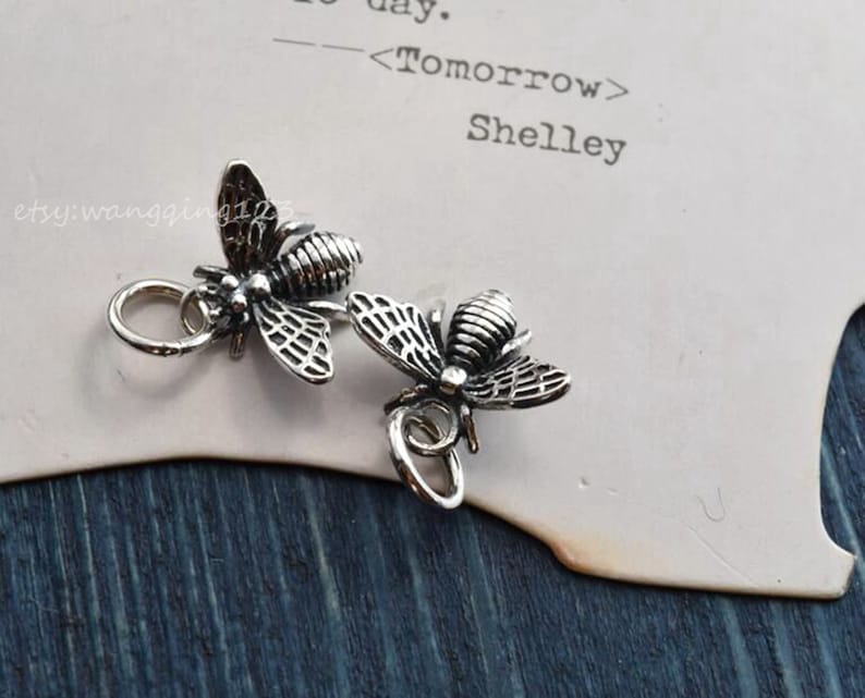 sterling silver bee charm pendant