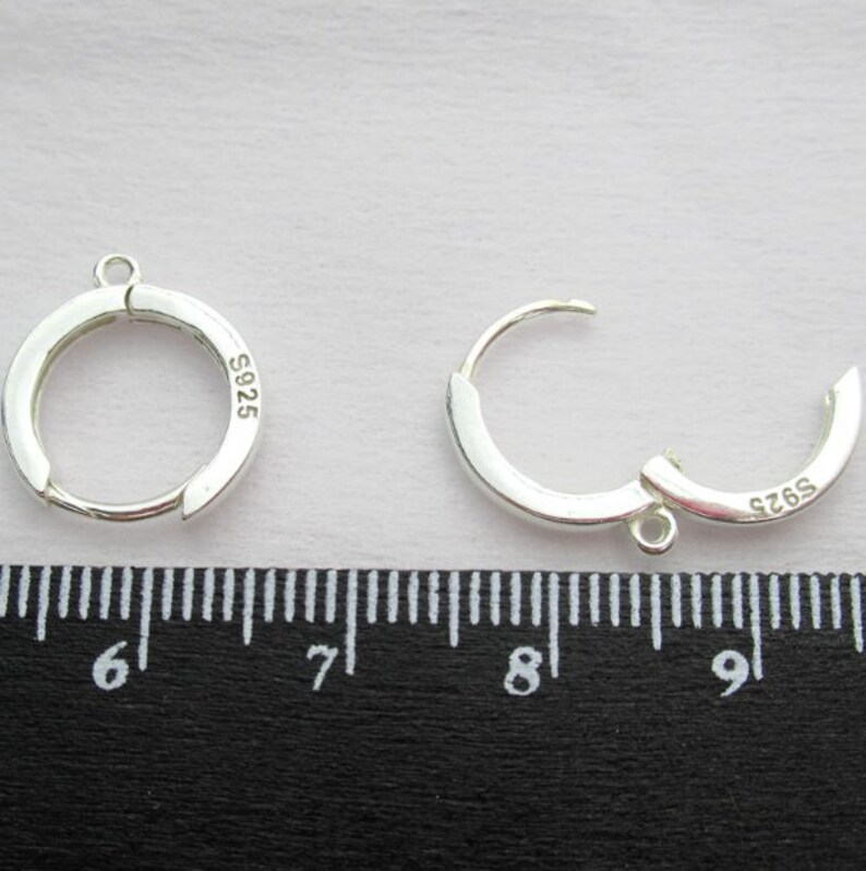 solid 925 sterling silver 13.5mm hoop circle earring hoops huggies