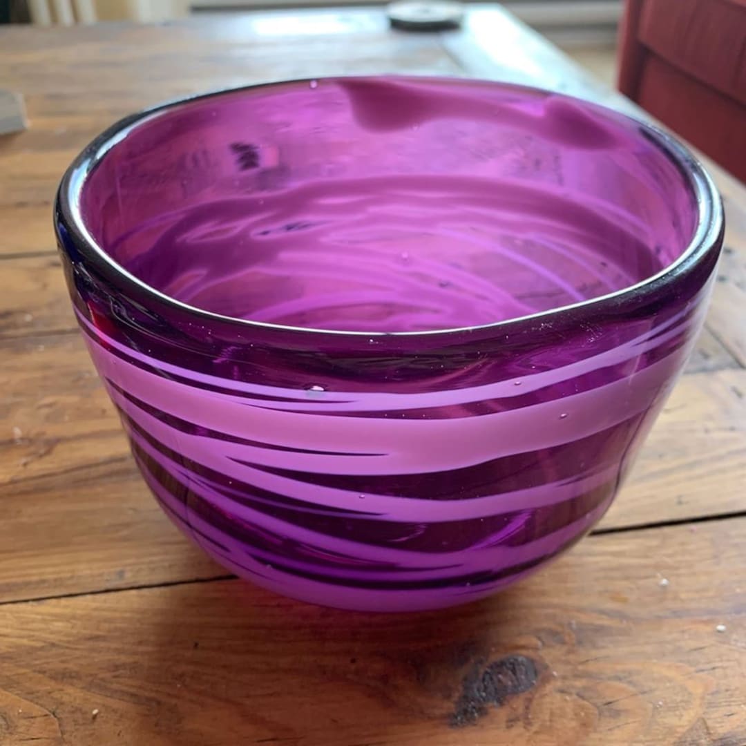 Purple Blown Glass Bowl One of a Kind Etsy