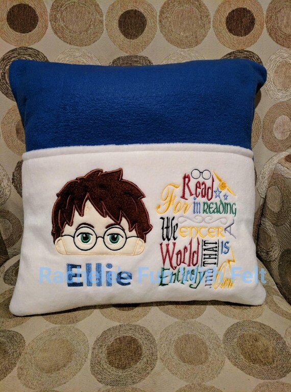 Harry Potter inspired reading pocket Potter pillow case | Etsy