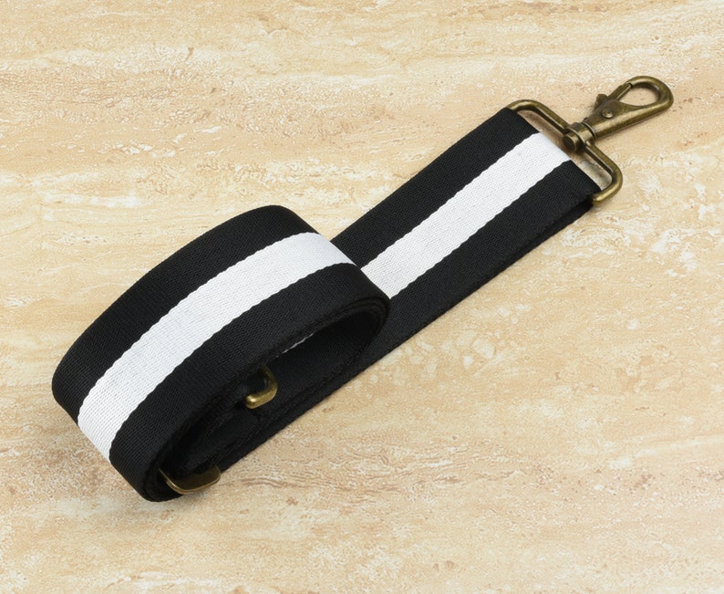 Black and White Crossbody Striped bing Strap 2 wide Etsy