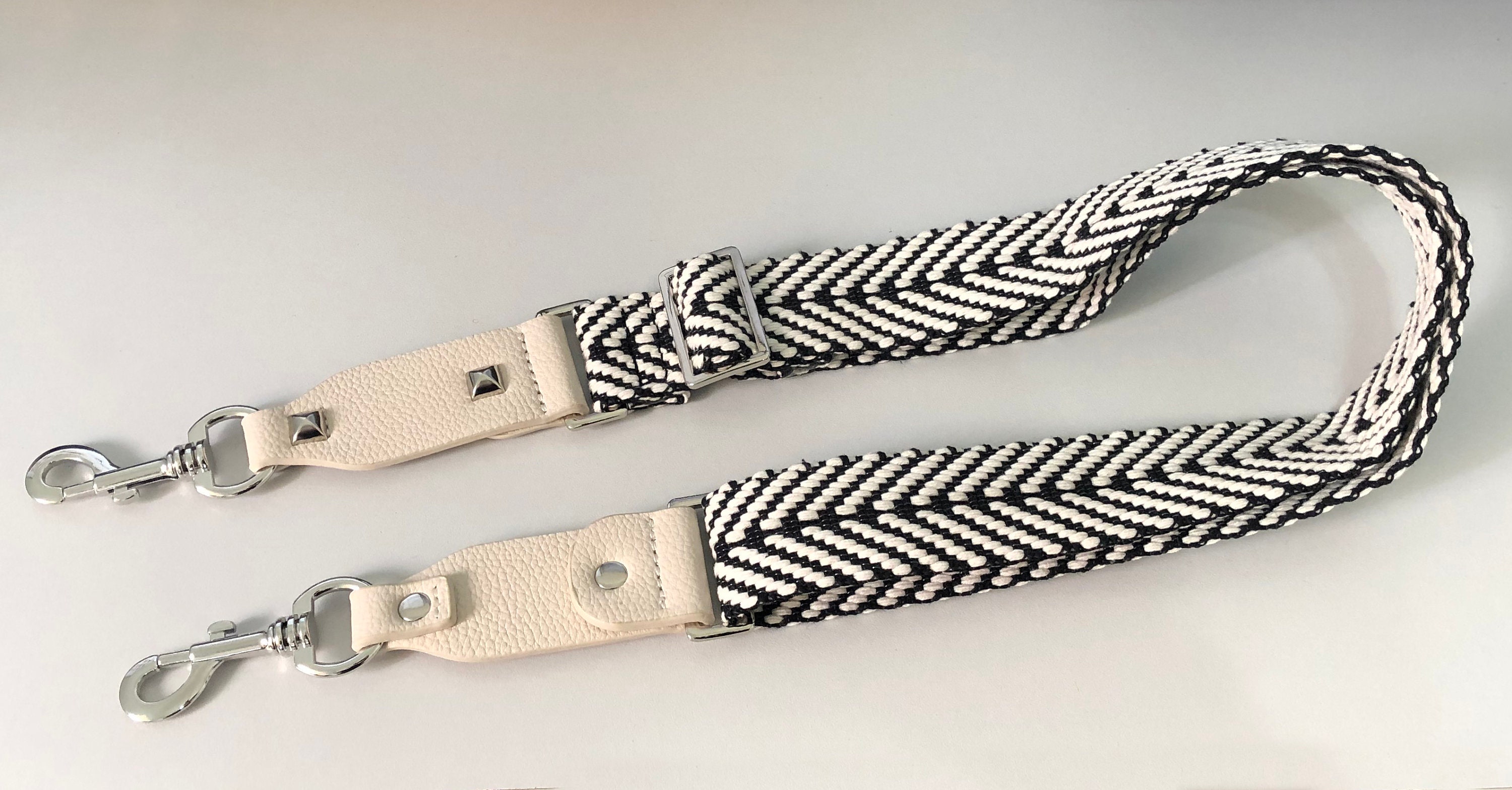 Off White and Black Woven Bag Strap 1.5 wide Adjustable Etsy