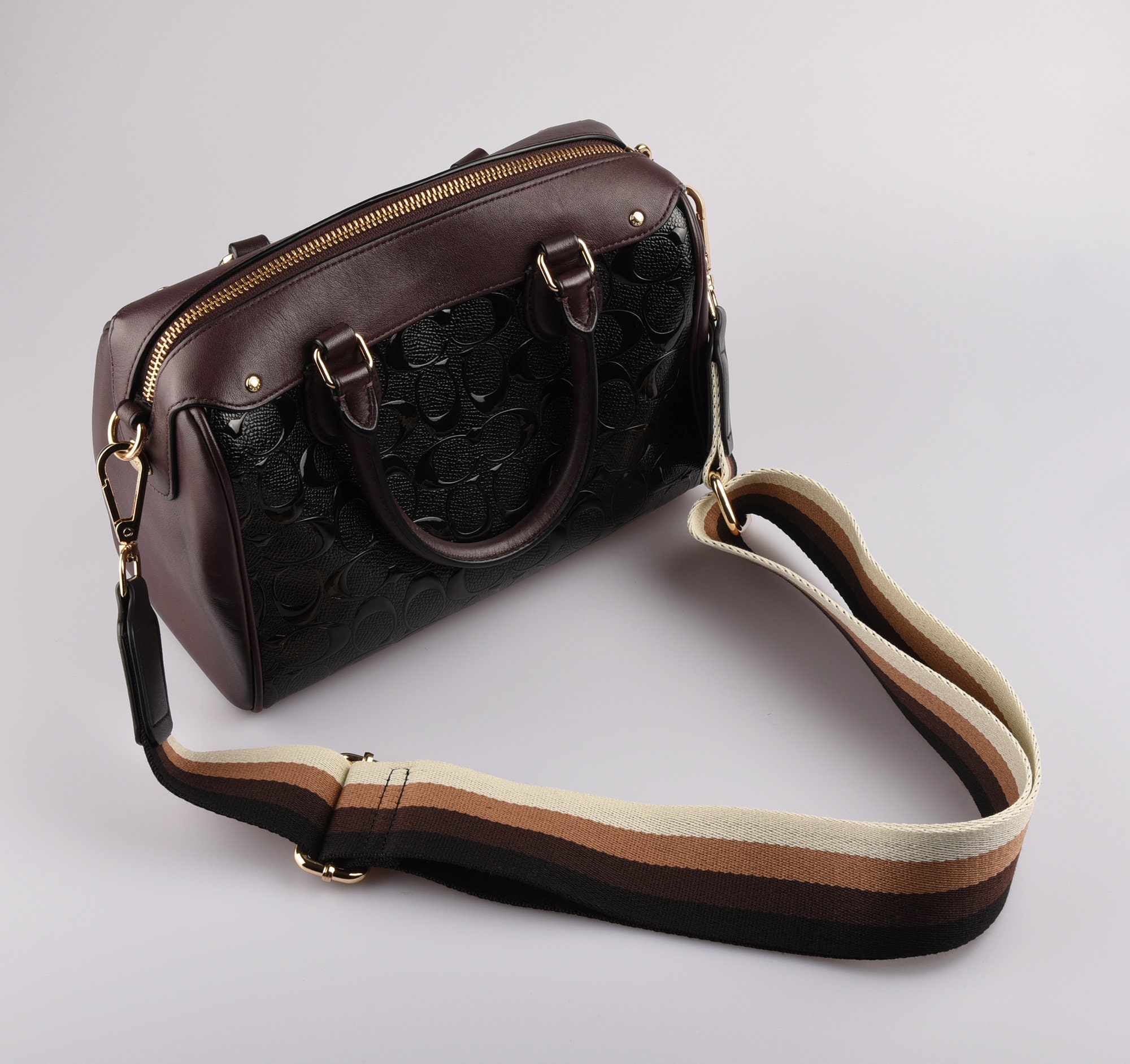 Brown Adjustable Striped Bag Strap 2 wide Handbag Strap | Etsy