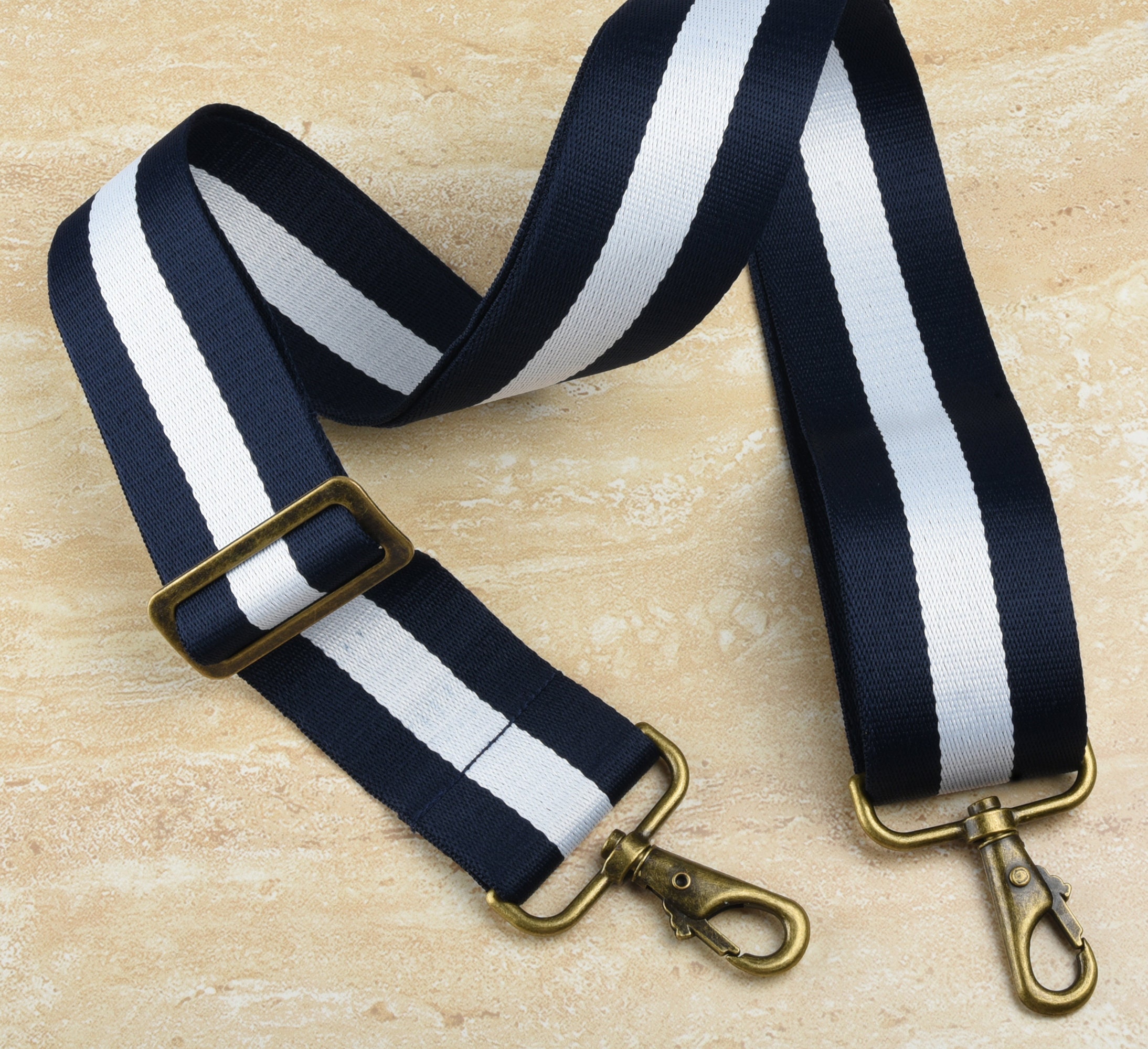 Navy and White Crossbody Striped bing Strap 2 Wide Etsy