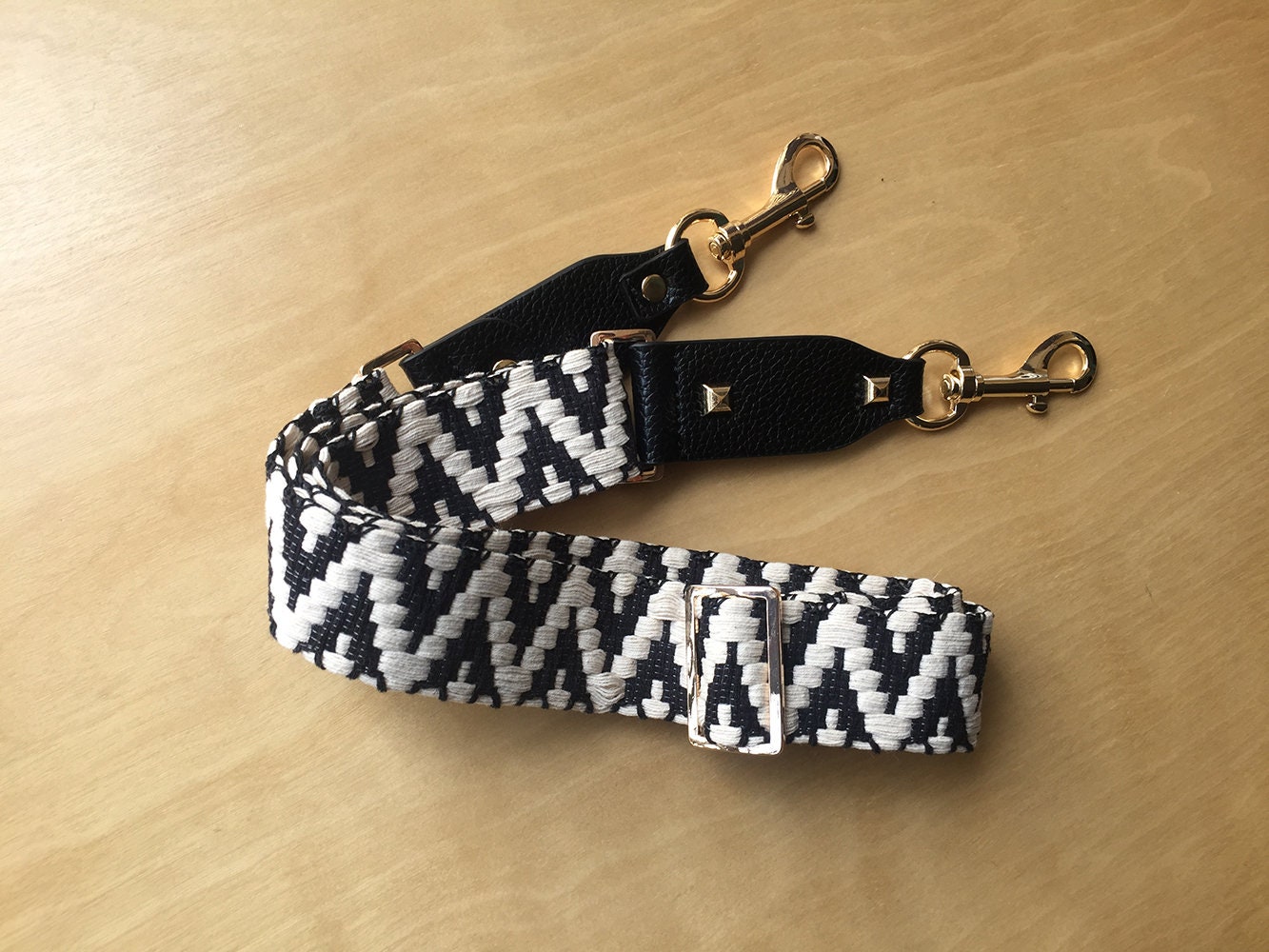 Off White and Black Woven Strap 1.5 wide Bag Strap ST014 Etsy