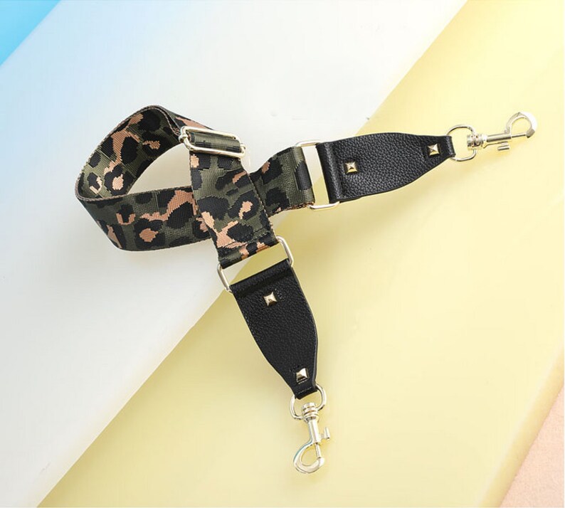 black bag with leopard print strap