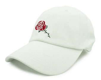 Rose Dad Hat Unstructured Baseball Cap - White