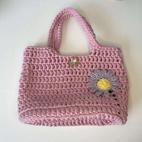 Pink crochet bag hotsell