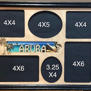 11x14 Aruba Vacation Laser Engraved Picture Frame with 6 Photo Holes Collage