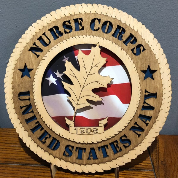 US Navy Nurse Corp Wall Tribute Can Be Personalized, Stand Available,Clock Options available, 16" & 18" size's available