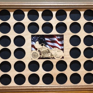 Poker Chip Frame Display Insert and Frame Fits 36 Harley-Davidson or Casino chips 11 X 14 wood chip holder and Frame Optional