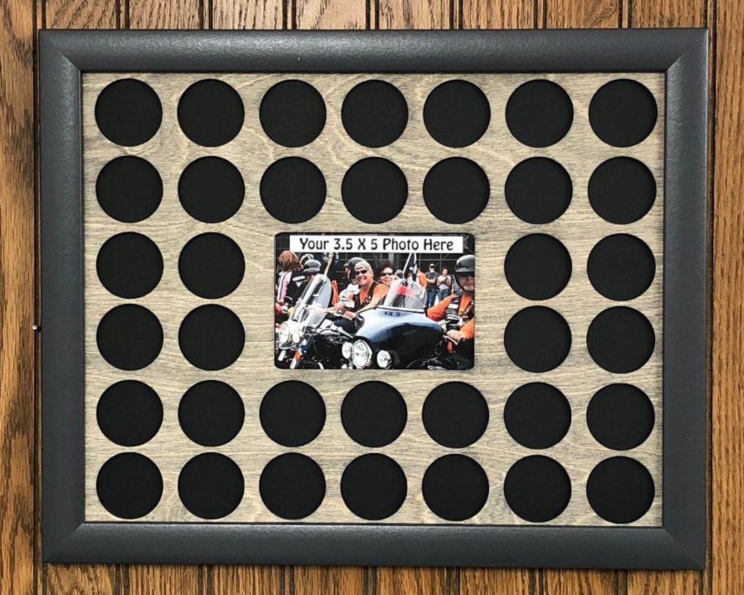 Poker Chip Frame Display W/ Photo Hole Grey Insert and Frame Fits 36