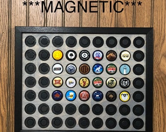 Bottle Caps Magnetic  Display  Fits 63 Bottle Cap's, Frame Available