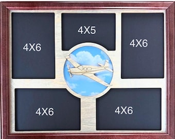 11x14 Airplane Flying Laser Engraved Picture Frame with 5 Photo Holes Collage