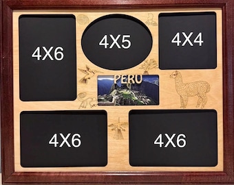11x14 Peru Vacation Laser Engraved Picture Frame with 5 Photo Holes Collage Frame Optional