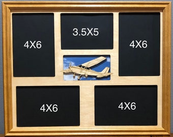 11x14 Airplane Flying Laser Engraved Picture Frame with 5 Photo Holes Collage,Matte only available