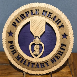 Purple Heart for Military Merit Wall Tribute ManCave  Personalized, Stand, Jumbo 16&quot; & 18&quot; options