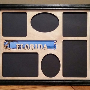 11x14 Florida Laser Engraved Picture Frame with 6 Photo Holes w/Beach Background