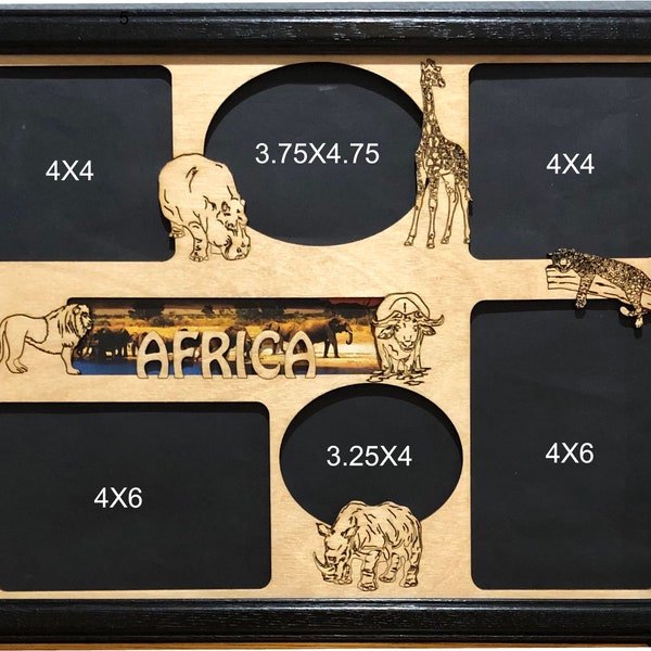 11x14 Africa Vacation Laser Engraved Picture Frame with 6 Photo Holes Collage
