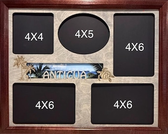 11x14 Antigua Vacation Laser Engraved Picture Frame with 5 Photo Holes Collage Frame Optional