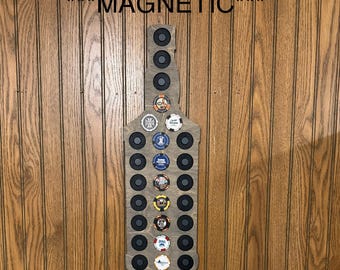 Poker Chip Whiskey Bottle Magnetic Display  Fits 27 Harley-Davidson or Casino chips,Hanger on back,3/8 inch thick birch