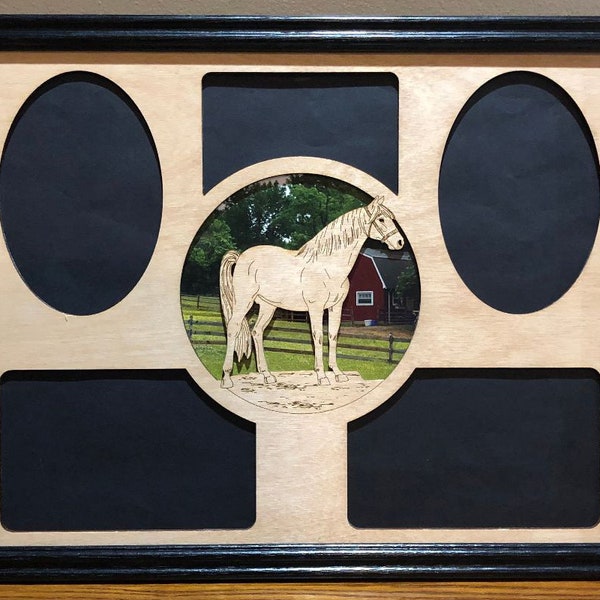 11x14 Horse Laser Engraved Picture Frame with 5 Photo Holes,Frame Optional