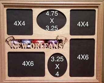 11x14 New Orleans Laser Engraved Picture Frame with 6 Photo Holes
