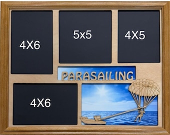 11x14 Parasailing Laser Engraved Picture Frame with 4 Photo Holes Collage Color Background