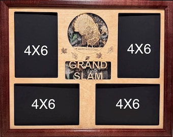 11x14 Grand Slam Hunter Laser Engraved Picture Frame with 4- Photo Hole Collage Camo Background